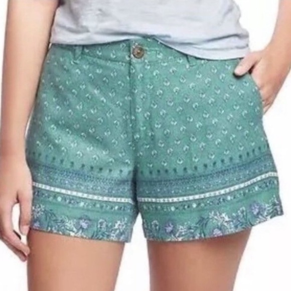 GUC Old Navy Teal patterned Linen Shorts - sz 12 - Picture 1 of 5